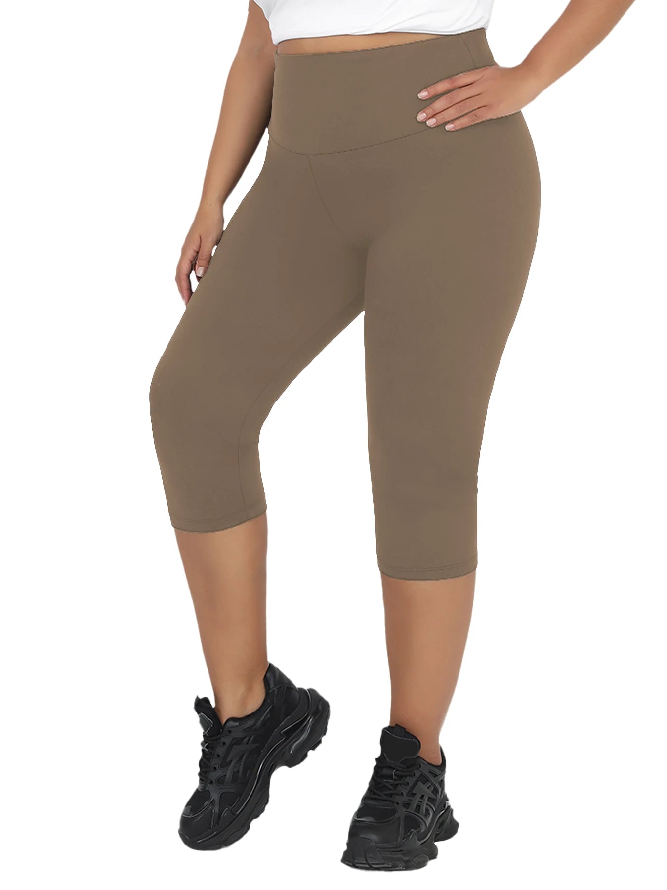 Plus Size Leggings for Women  Super soft High Waisted Tummy Control Yoga Capri Pants  No See Through Workout Running Leggings