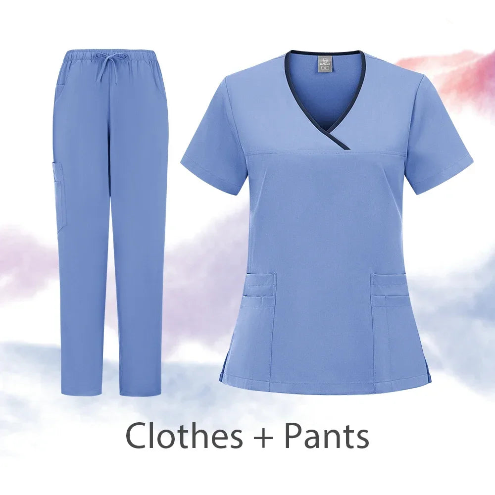 Nurse Scrubs New Fashion Medical Scrub Soft Breathable Jogger Pants Set Surgical Uniforms Woman Nursing Clinical Doctor Workwear
