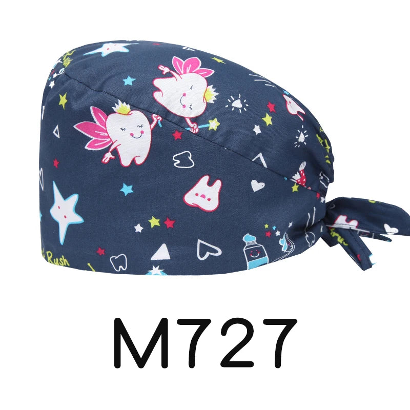 LONG HAIR Scrub Caps Surgical Medical Hats Cotton Nursing Caps Breathable Bouffant Healthcare Chef Pediatric Veterinary Hats M81