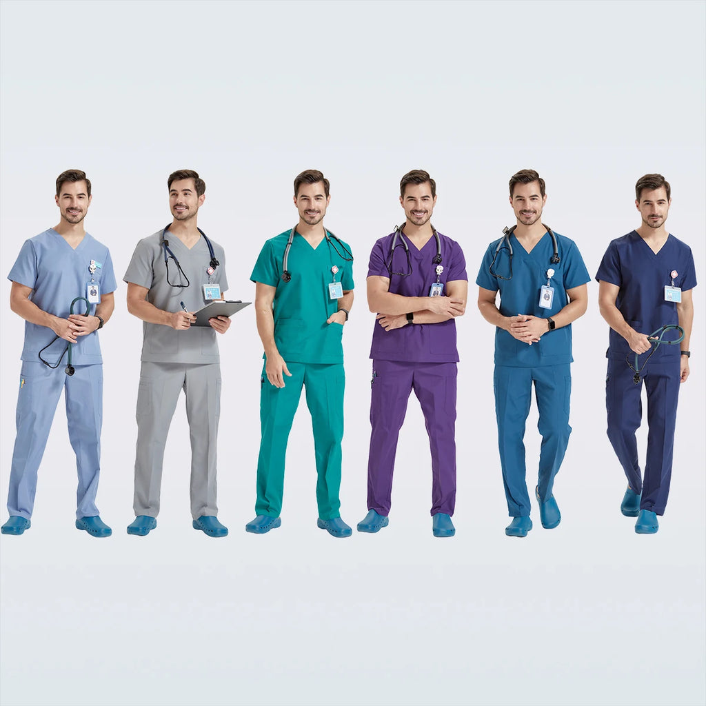 Men's Medical Scrubs Sets Hospital Nursing Uniforms Breathable Sanitary Clinical Aesthetic Nurse Suits Doctor Workwear 8020-02