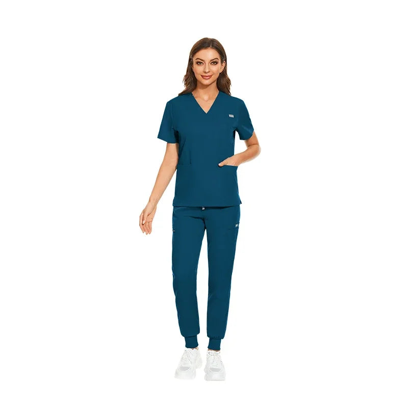 Multicolor Scrubs Uniform Short Sleeve Tops+Pants Nursing Uniform Women Pet Shop Doctor Scrub Medical Surgery Workwear Scrub Set
