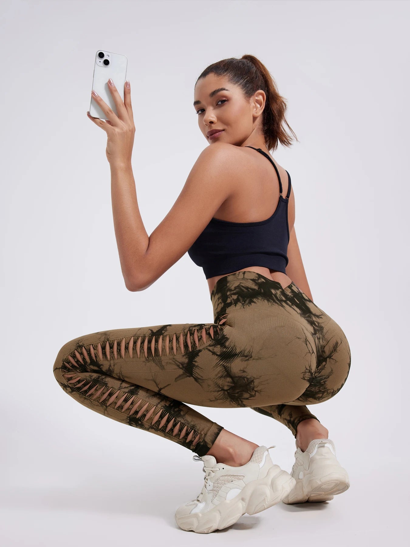 Butt Lifting Sexy Gym Leggings Women High Waist Seamless Tie Dye  Leggings Women Skinny Stretch Outdoors Hollow Out Pants