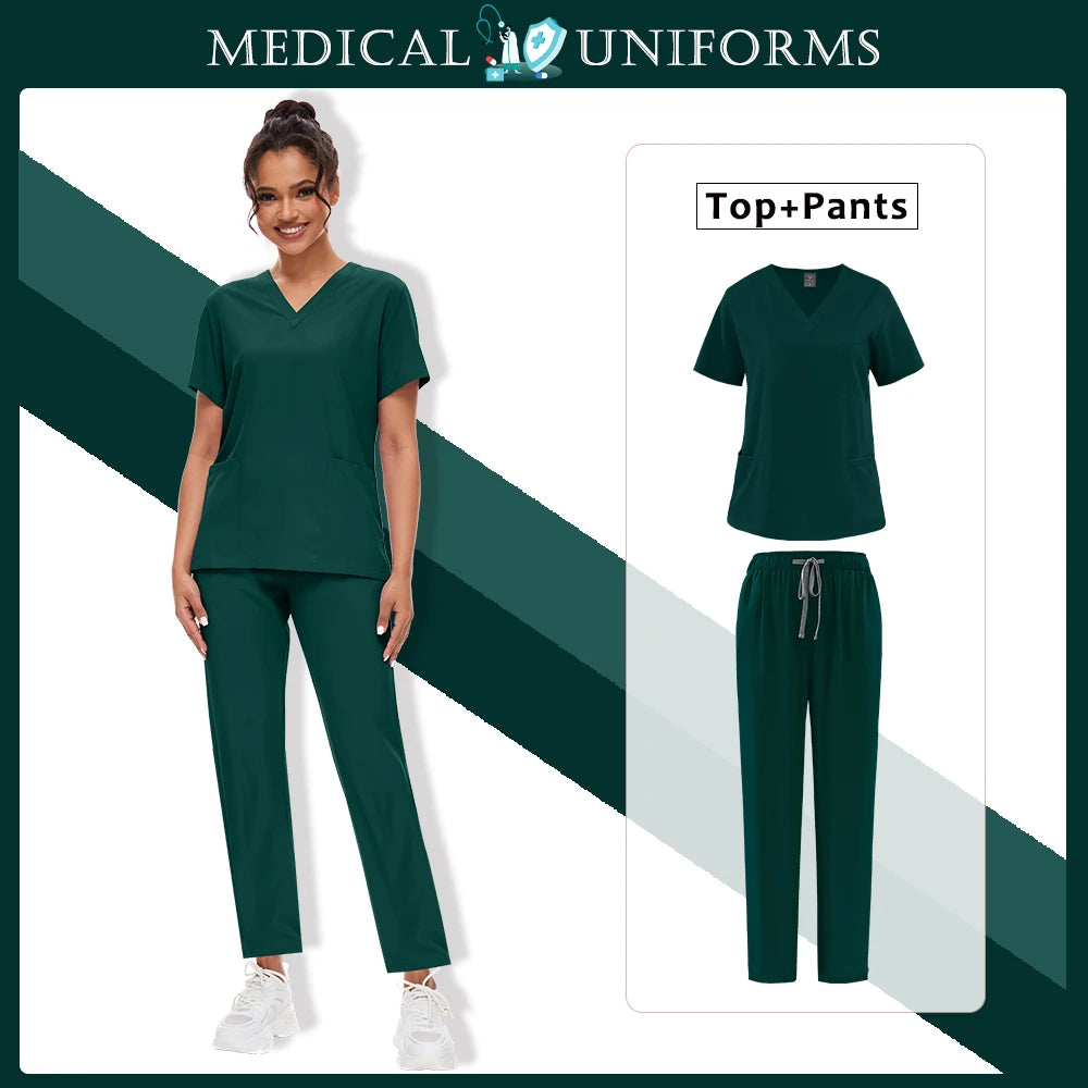 Wholesale Scrubs Set Nurse Dental Straight Surgery Suit Operating Room Clothing Medical Nurse Uniform Hospital Working Work Wear