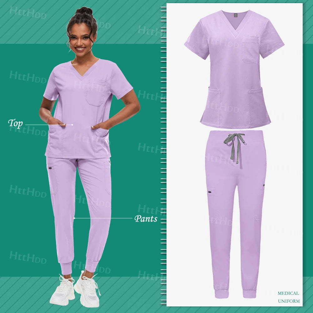 Scrub Sets Uniform Women Joggers Hospital Accessories Medical Surgical Gown Pharmacy Healthcare Work Wear Unisex Mens Scrub Soft