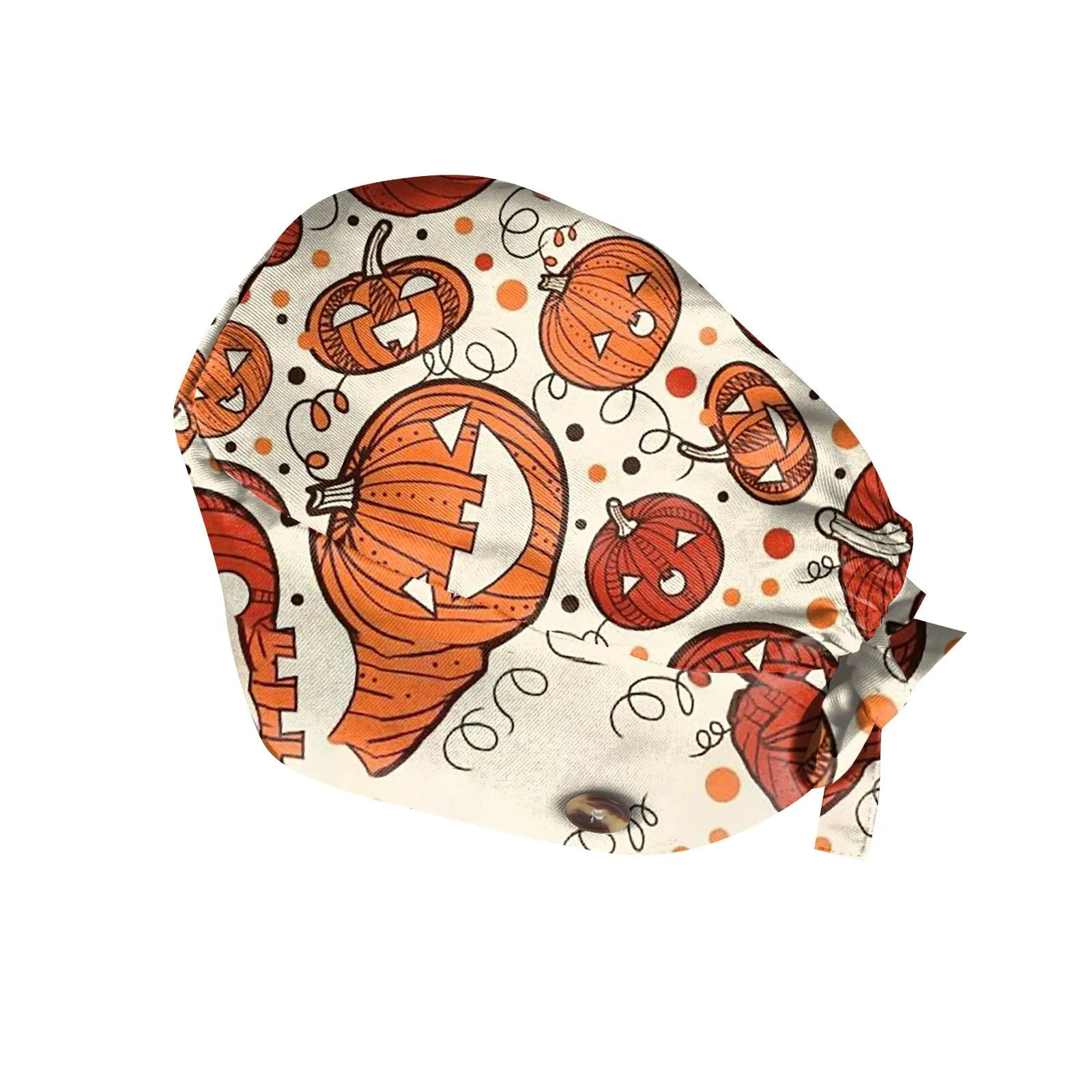 Halloween Cartoon Printing Scrubs Caps Hat Women Nurse Cap Pet Clinic Work Hat Scrub Hats Festive Accessories Nurse Hat
