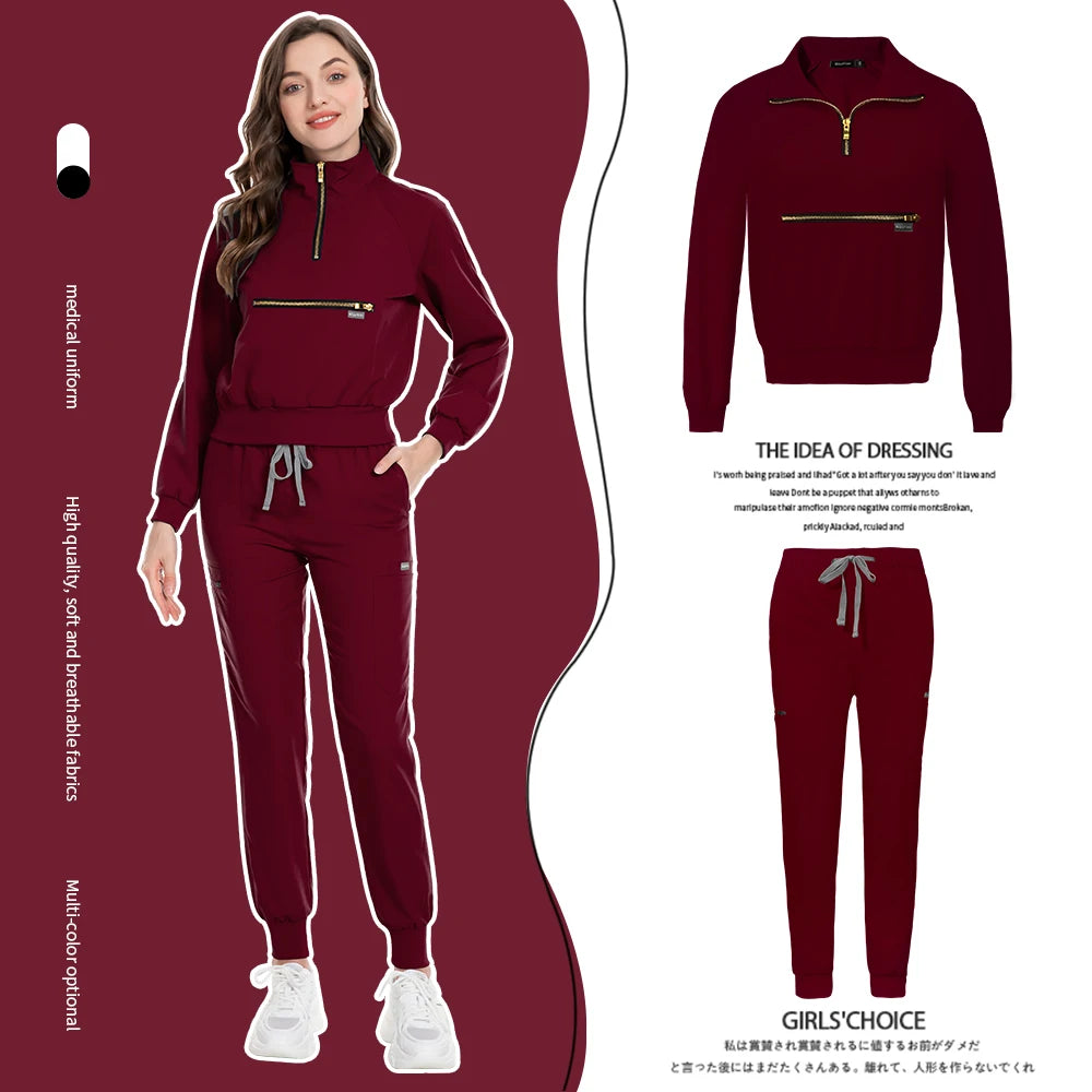 Hospital Medical Uniforms Nurse Suit Women Solid Color Dentistry Operating Room Scrub Set Two-piece Pet Grooming Doctor Workwear