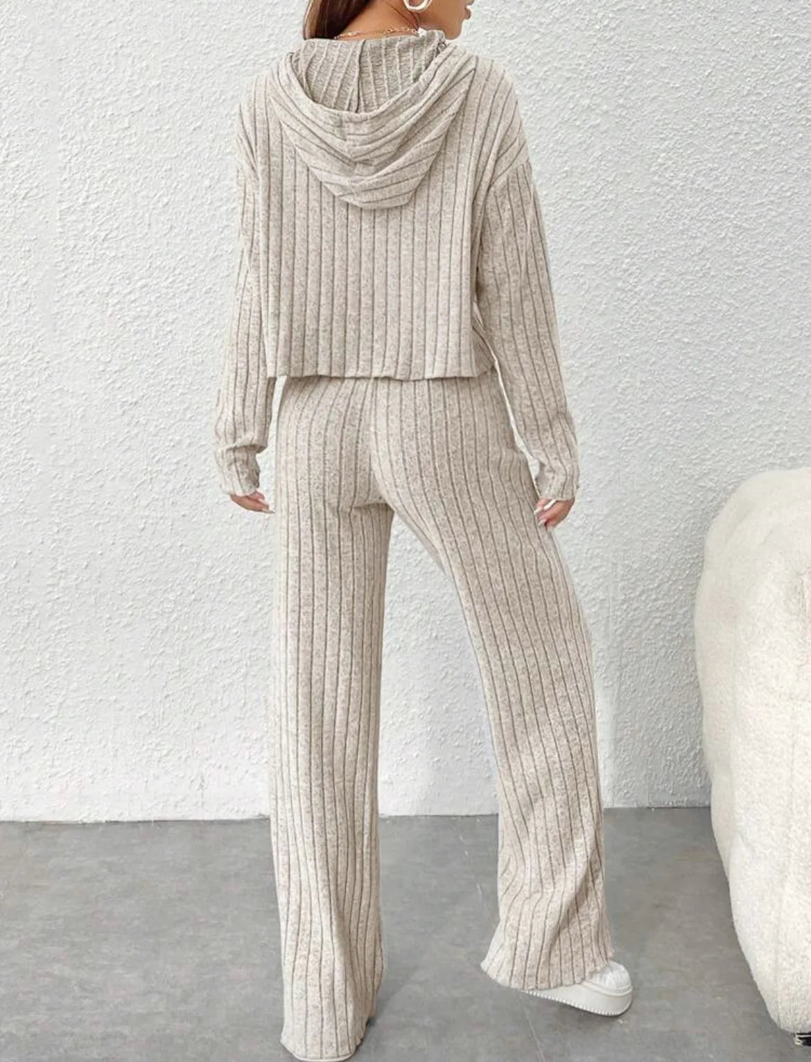 Fashion Long Sleeve Knitted Pant Sets Women Autumn Winter Home Casual Comfortable 2 Piece Sets Women Outfit  Two Piece Set