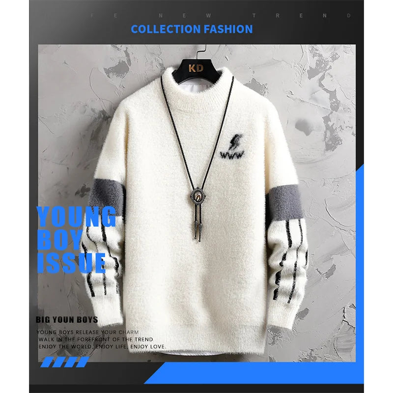 Winter New Style Men's Sweater Knitted Long Sleeve Men Sweaters Thicken Warm Wool Casual Male Clothing