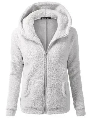 Autumn Winter Warm Jacket Women Hoodie Hooded Casual Female Hoodies Sweatershirt Zipper Coat Solid Soft Fleece Women Coat
