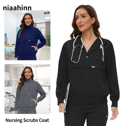 Long Sleeved Pet Scrub Jacket Outfit Surgery Doctor Nurse Coat Hospital Nursing Staff Uniforms Autumn Winter Dentistry Work Wear