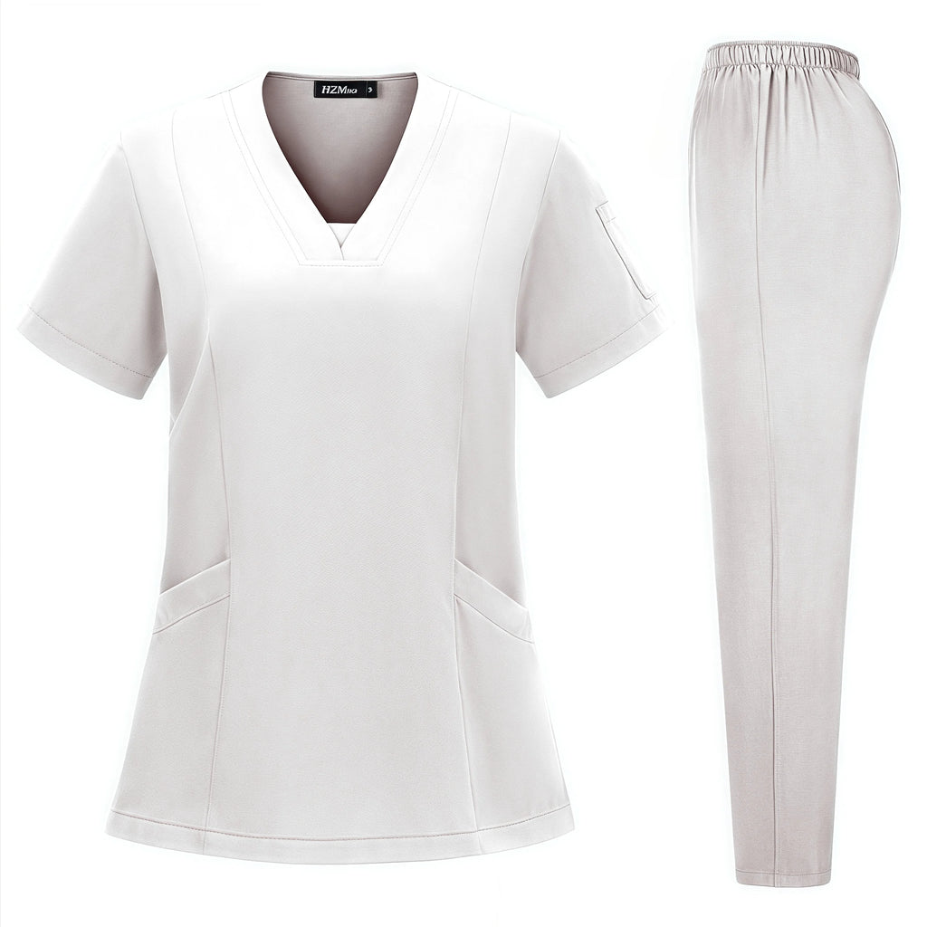 High Quality Hospital Scrubs Uniform Set Nurse Polyester Spandex Stretch Women Scrub Sets Uniforms Nursing Men Medical Scrubs