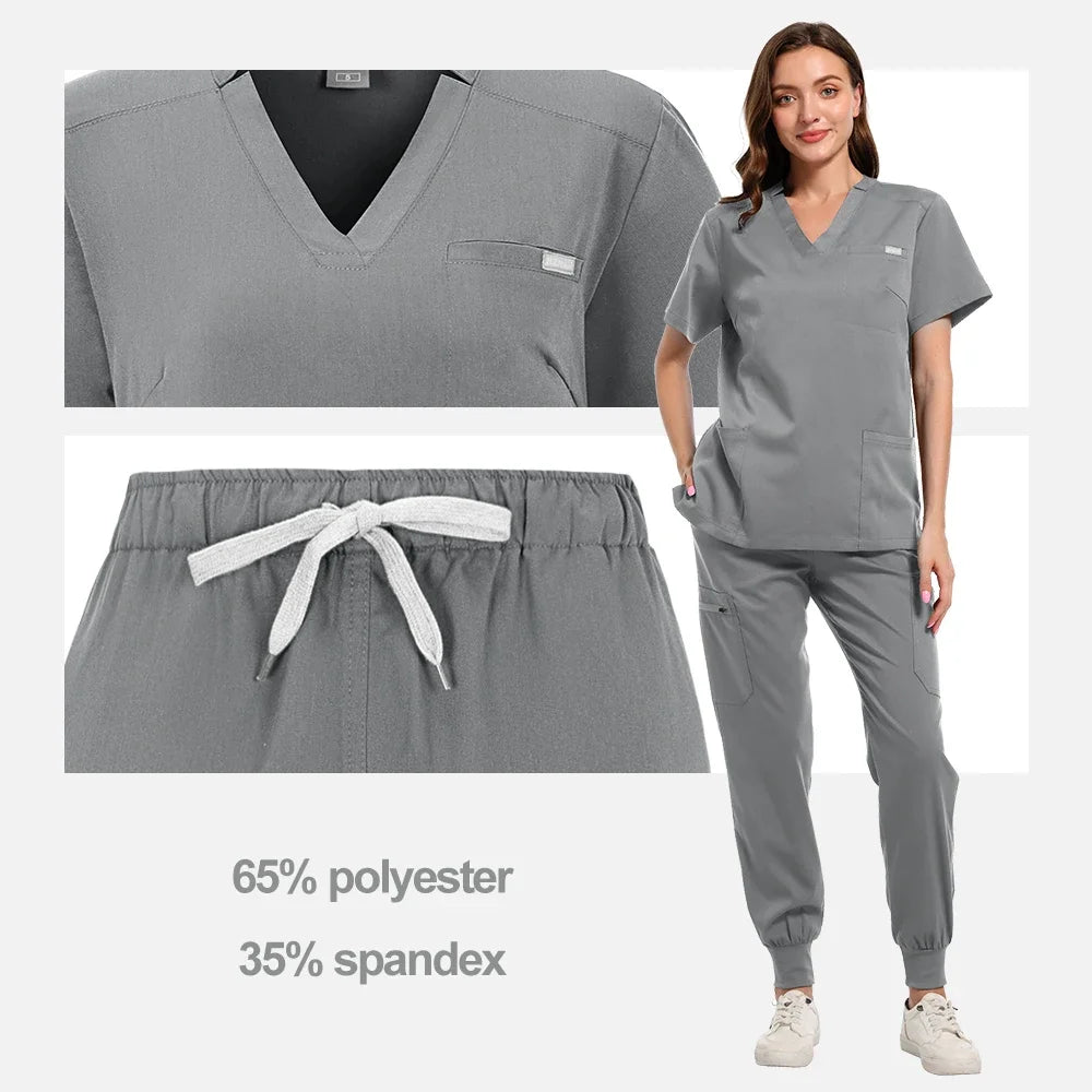 High Quality Medical Women Scrubs Sets Hospital Surgery Dental Clinic Beauty Spa Salon Lab Workwear Clothes Nurses Accessories