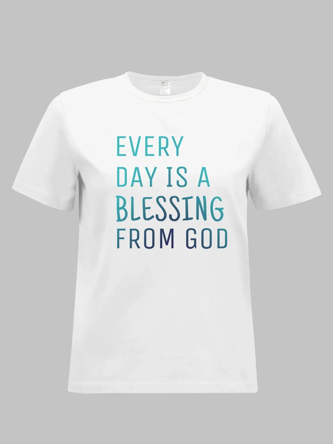 Women Plus Size Clothing Summer Round Neck Short Sleeve Printed Letter Casual BLESSING Plus Size T-Shirts Y2k Top