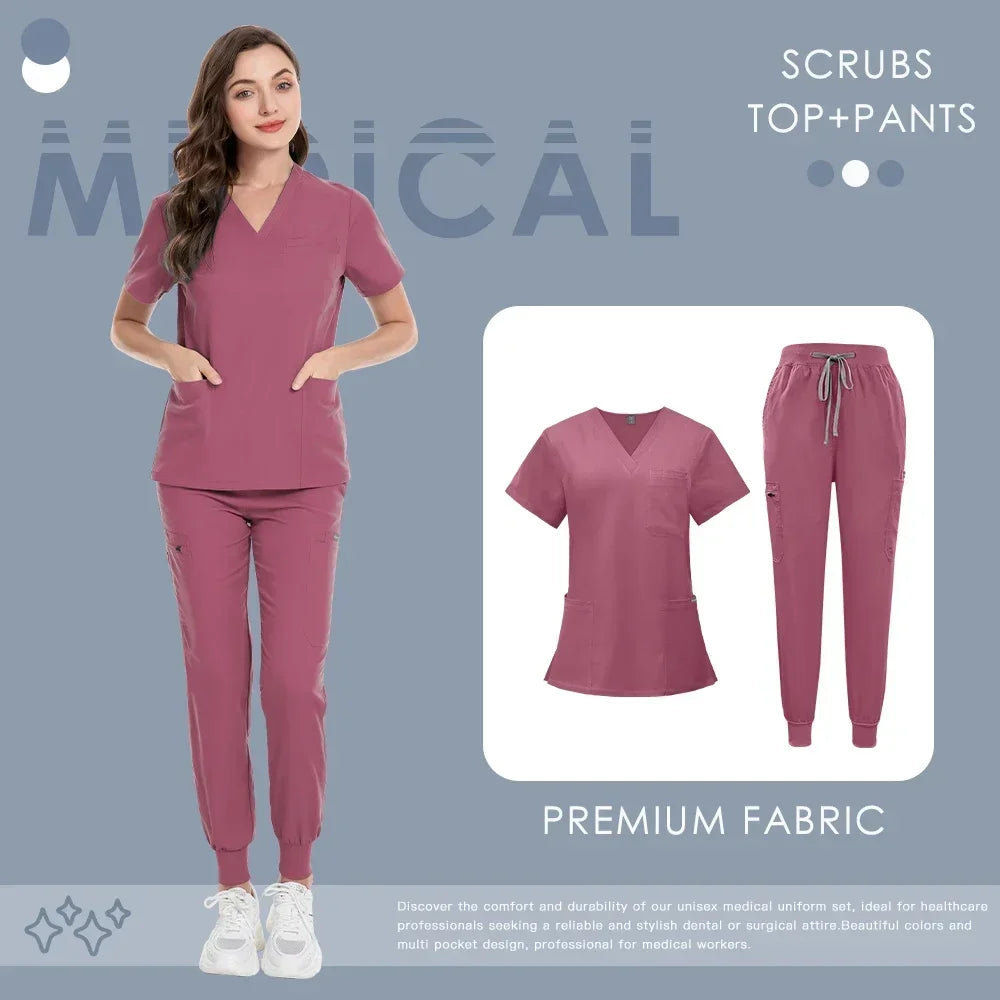 Nursing Clinical Scrubs Set Sanitary Uniform Medical Clothing Veterinary Surgical Top Pants Men Women Work Wear Dentist Overalls