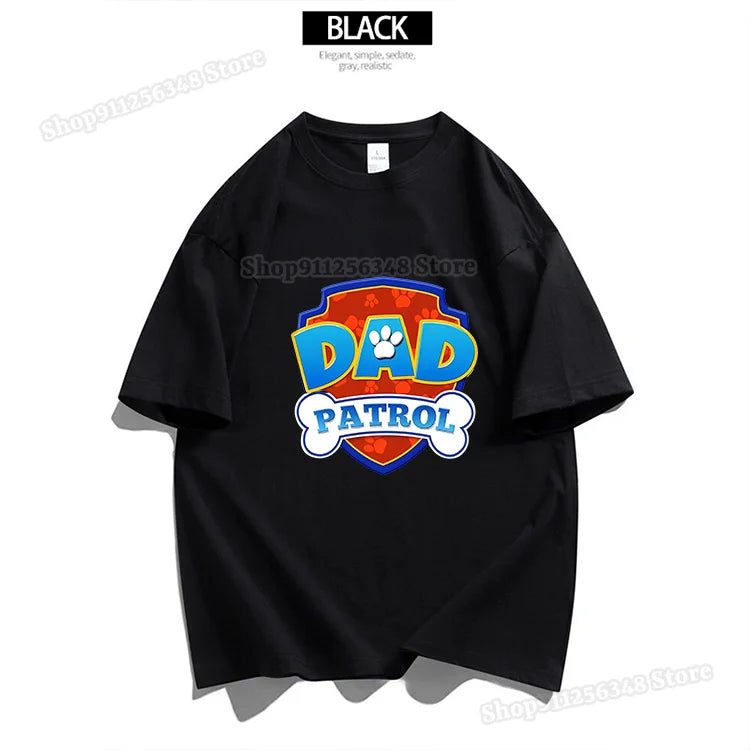 Cartoon Paw Patrols Dad Mum Graphic T Shirts for Men Women Couple Outfit Cotton Summer Clothes Short Sleeve Streetwear Tops Gift