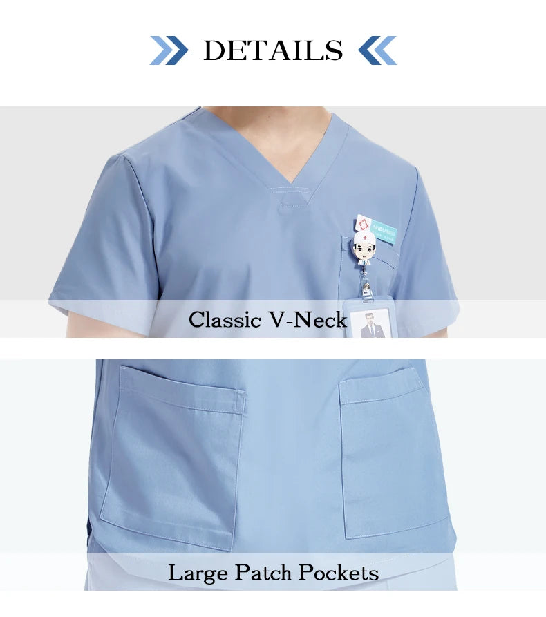 Men's Medical Scrubs Sets Hospital Nursing Uniforms Breathable Sanitary Clinical Aesthetic Nurse Suits Doctor Workwear 8020-02