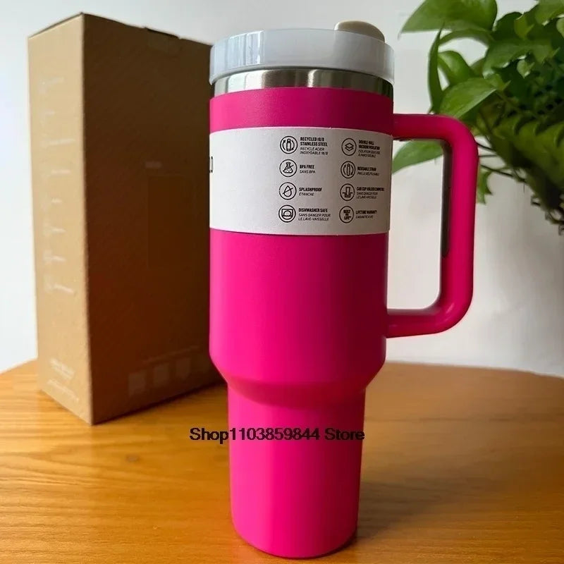 40oz Stainless Steel Vacuum Mug Double-Wall Insulated Travel Cup with Handle Straw Lid for Hot And Cold Beverages