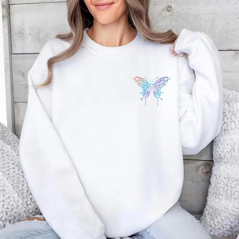 Womens Sweatshirts Fashion Printing O Neck Tops Casual Daily Outdoors Sports Jogging Pullover Street Long Sleeves Woman Clothing