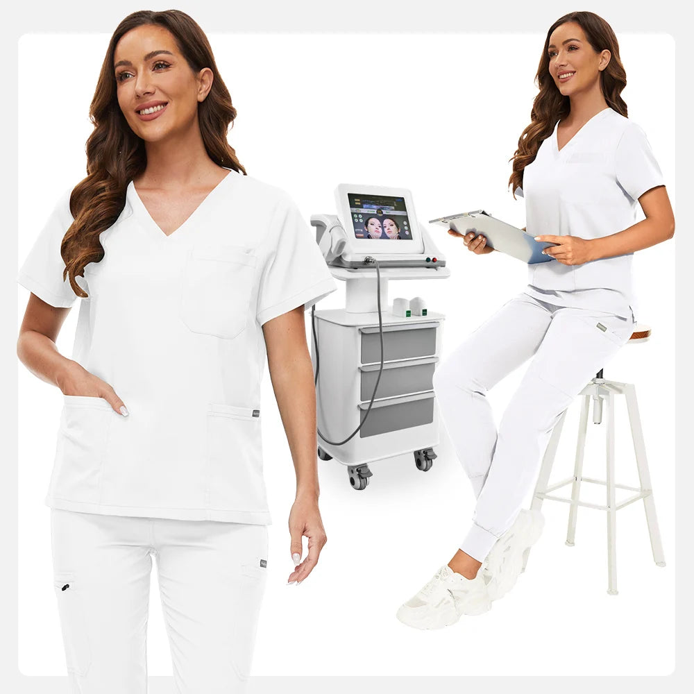 Hospital Scrub Sets Uniform Women Jogger Suit Nurse Accessories Medical Surgical Scrub Sets Pharmacy Healthcare Work Wear Unisex