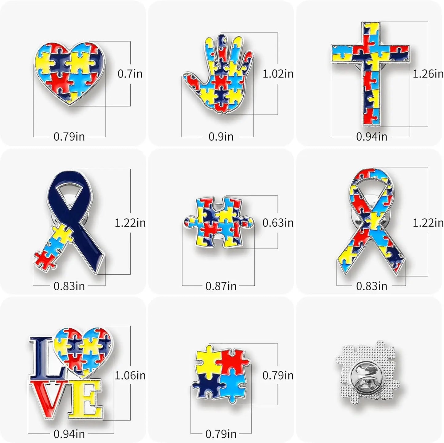 1 Pcs Autism Awareness Pin Autism Pins Lapel Pin Multi Color Autism Puzzle Piece Brooches Pins for Backpacks Sleeves Awareness