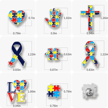 1 Pcs Autism Awareness Pin Autism Pins Lapel Pin Multi Color Autism Puzzle Piece Brooches Pins for Backpacks Sleeves Awareness
