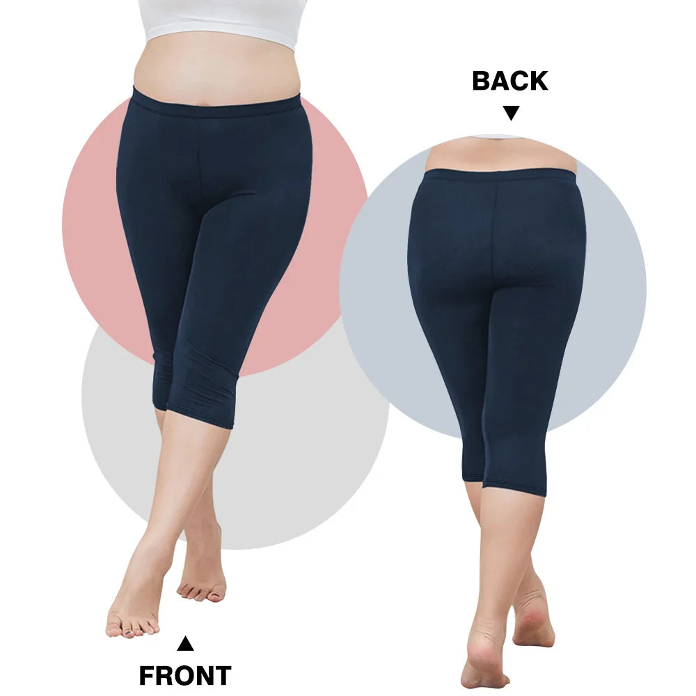 Women Plus Size Fit Short Fitness Seven Points Pants High Waist Fashion Solid 200lbs Sports Shorts Gym Outdoor Casual Yoga Pants