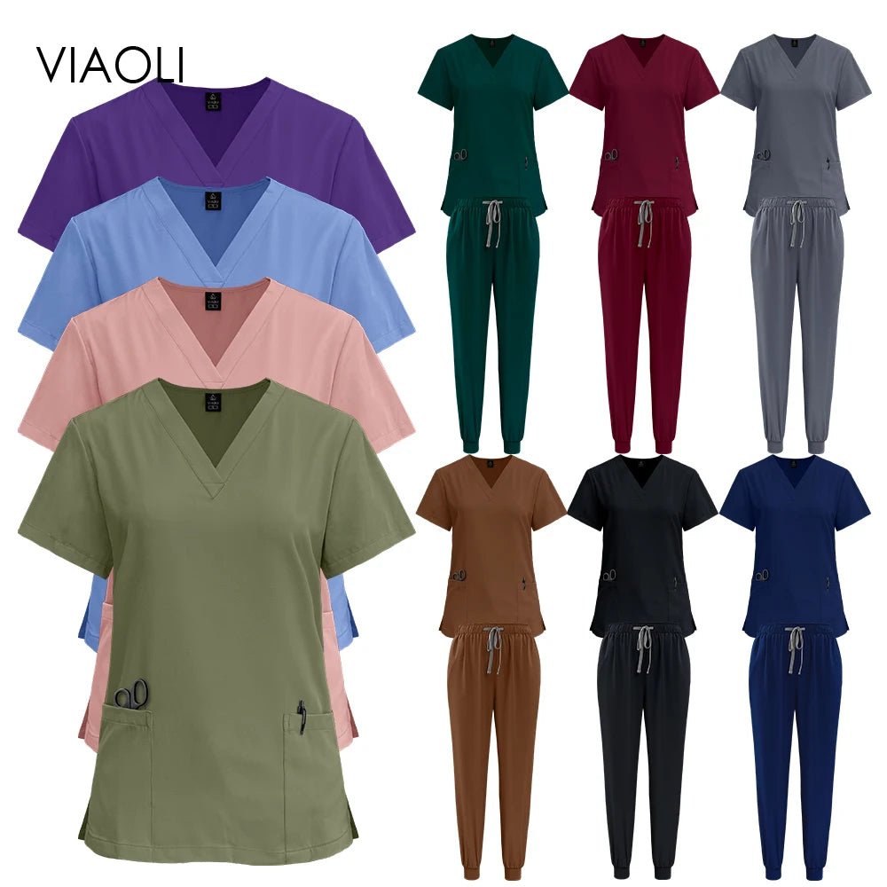 Scrubs Set Hospital Clinical Nurse Work Clothes Medical Surgical Uniforms Doctor Nursing Clothes Women Men Dentist Overalls Suit