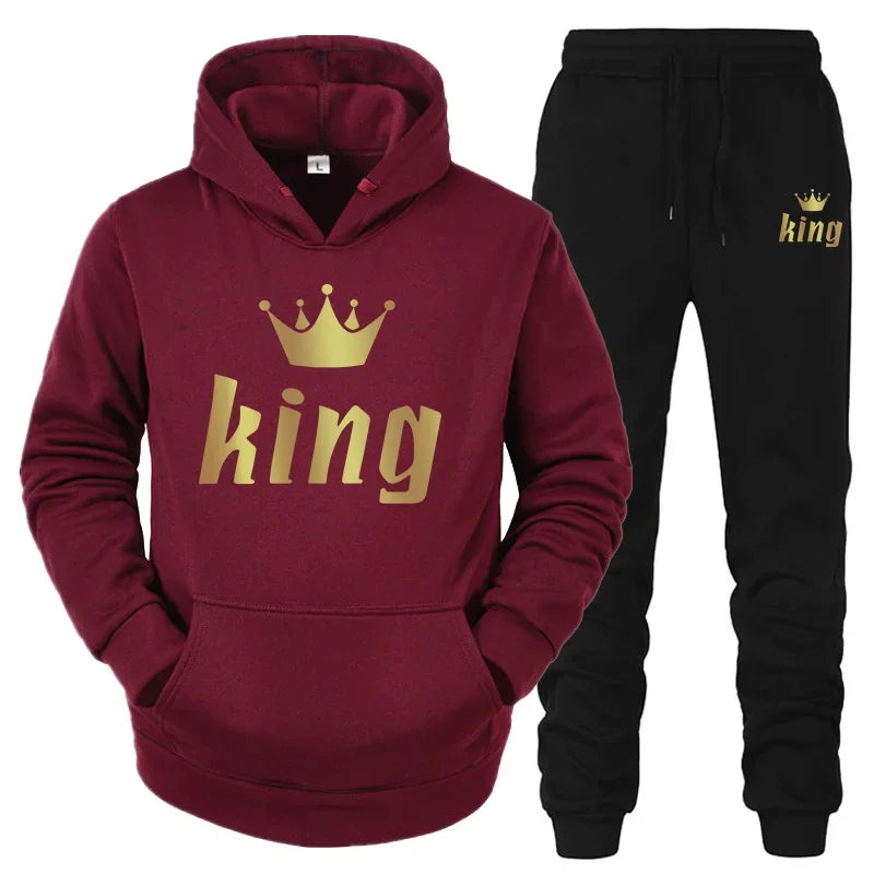 2024 Couple Outfits Hoodie and Jogger Pants High Quality Men Women Daily Casual Sport Jogging Suit King Queen Tracksuits Sets