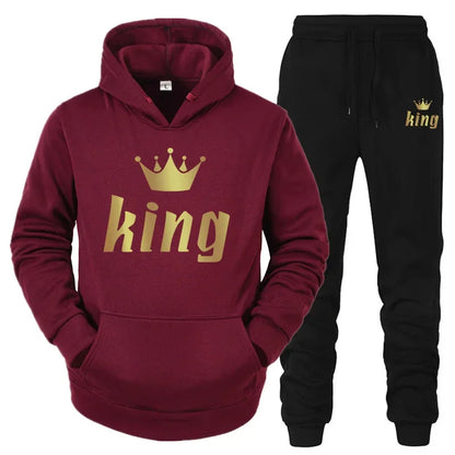 2024 Couple Outfits Hoodie and Jogger Pants High Quality Men Women Daily Casual Sport Jogging Suit King Queen Tracksuits Sets