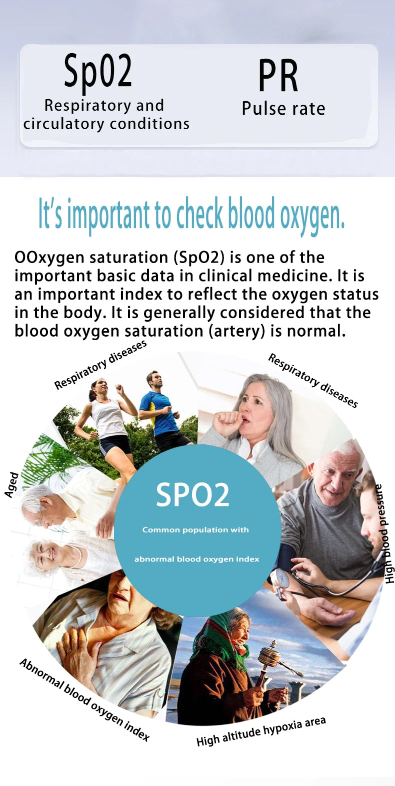 Medcial Portable Fingertip Pulse Oximeter Monitor Blood Oxygen Saturation Meter Pulse Oximeter Home Oximeter USB Rechargeale