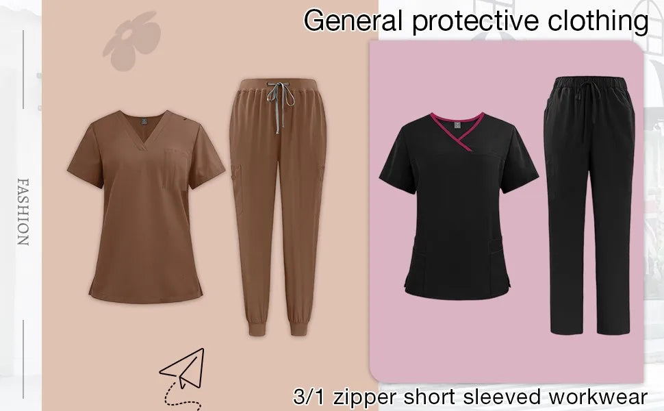 Nursing Beauty Salon Work Clothes Short sleeved Health Services Nursing Suits Summer Fashion Pet Surgical Doctor Costume Women