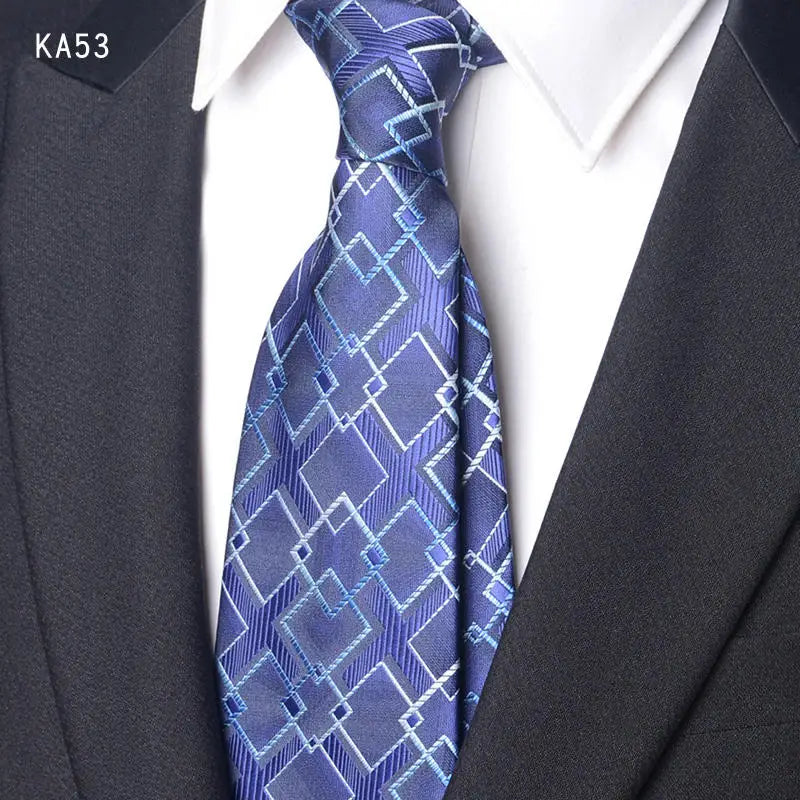 High Quality Handcrafted 9cm Wide Edition Cravat Blue Light Gray Striped Tie For Men's Business Attire Suit Commuting Necktie