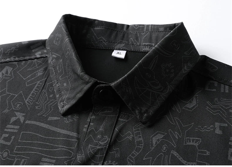 Graffiti Shirts Men Spring Autumn Long Sleeve Shirt Plus Size 8XL Fashion Casual Shirts Jackets Male Big Size 8XL
