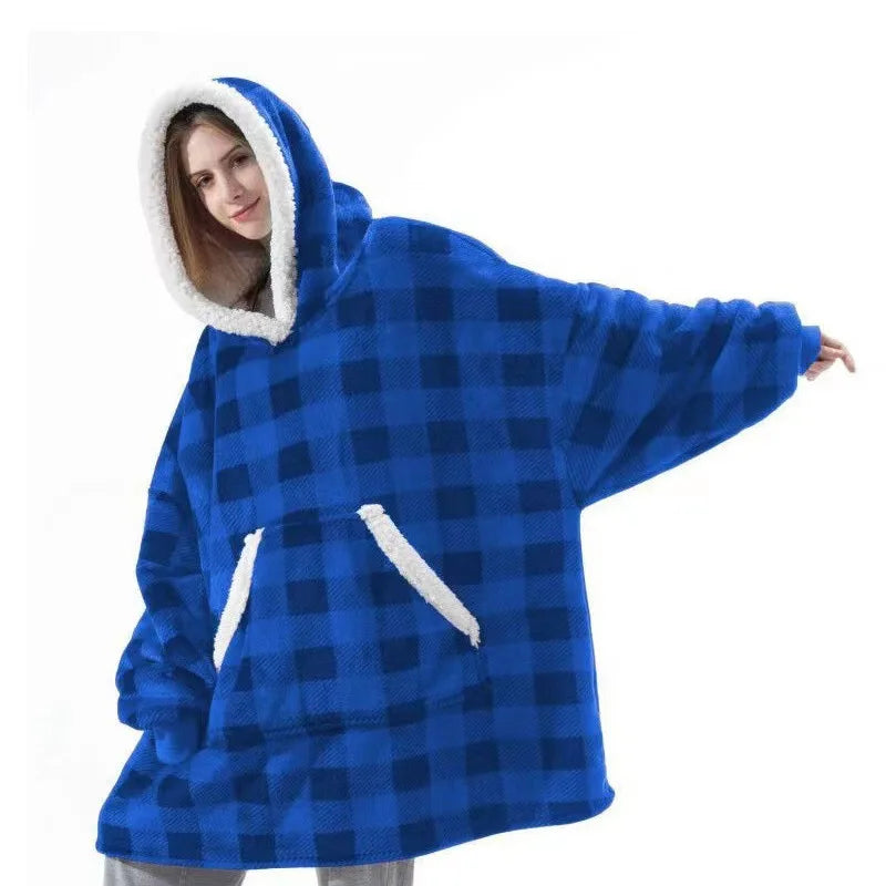 Winter Hoodies Sweatshirt Women  Pullover Fleece Giant Oversized Blanket with Long Flannel Sleeves