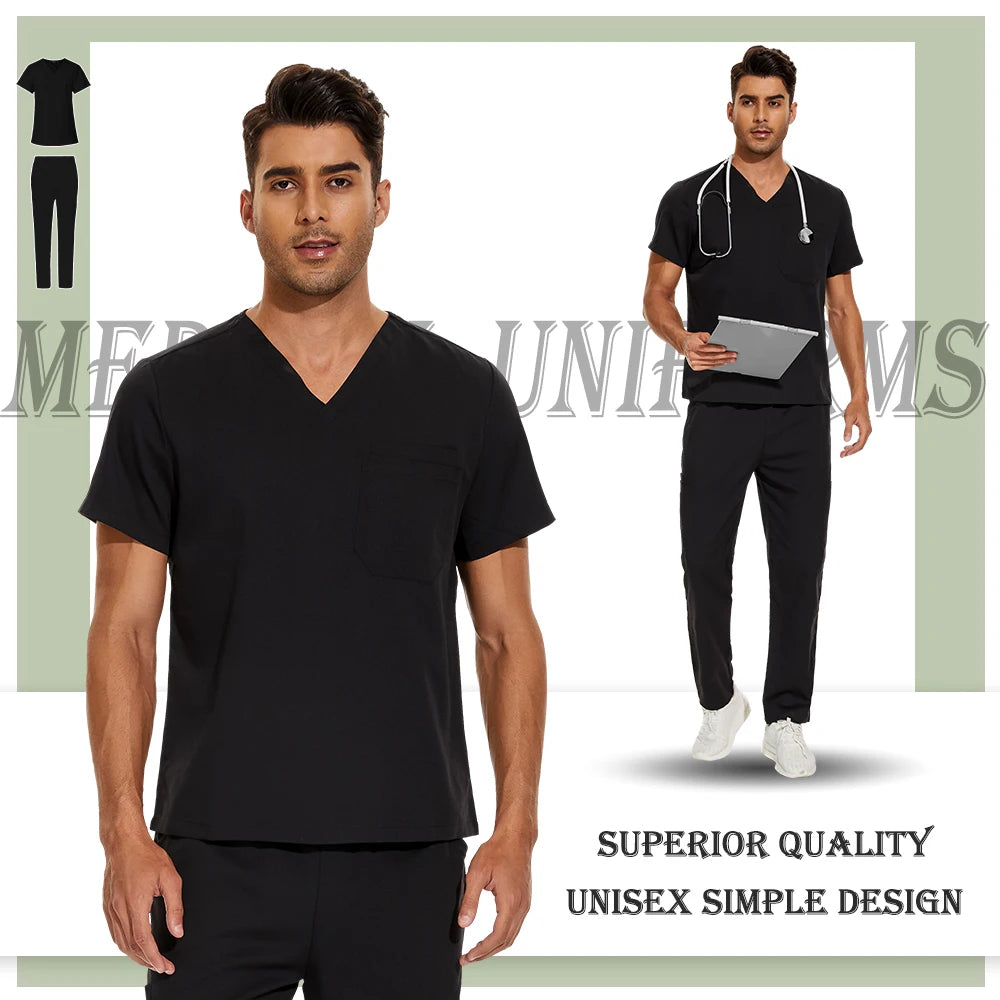 Nursing Scrubs Set High-quality Anti-Wrinkle Thick Medical Surgical Uniforms Hospital Tops Pants Doctor Nurse Uniforms Men Women