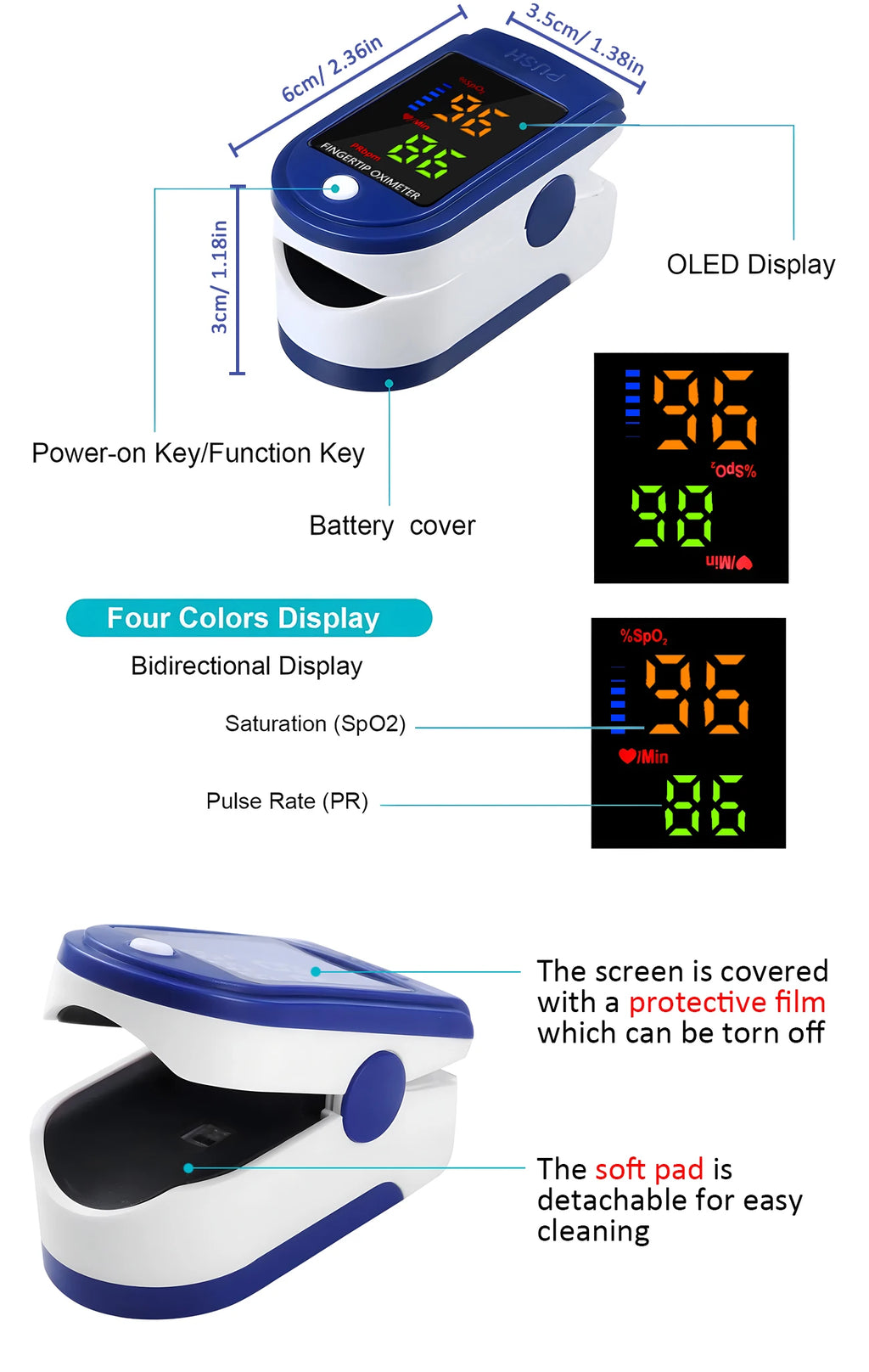 Non-Contact Temperature IR Thermometer Body Fast Measure Digital Fever Thermometer OR Portable Fingertip Blood Oxygen Oximeter
