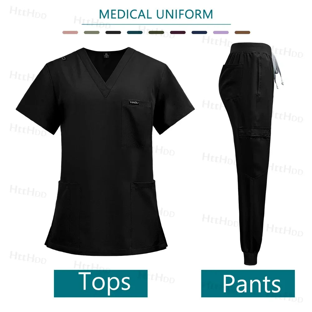 Doctor Nurse Medical Uniforms Shirt Scrubs Women Jogger Set Hospital Accessories Operating Room Surgical Gowns Mens Workwear New