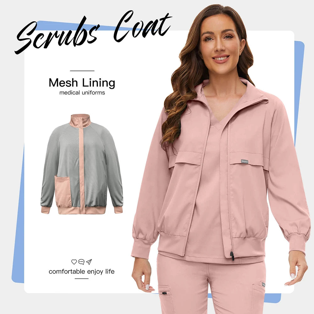 Long Sleeved Pet Scrub Jacket Outfit Surgery Doctor Nurse Coat Hospital Nursing Staff Uniforms Autumn Winter Dentistry Work Wear