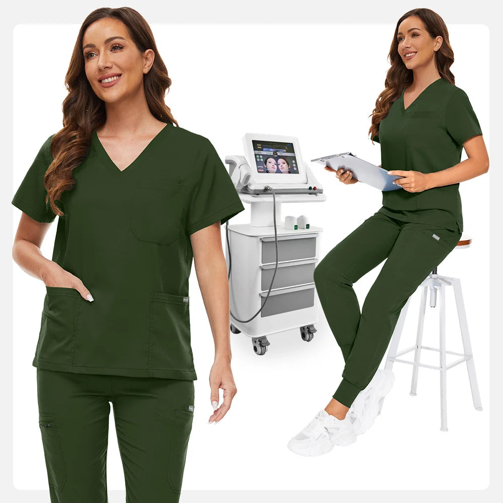 Hospital Scrub Sets Uniform Women Jogger Suit Nurse Accessories Medical Surgical Scrub Sets Pharmacy Healthcare Work Wear Unisex