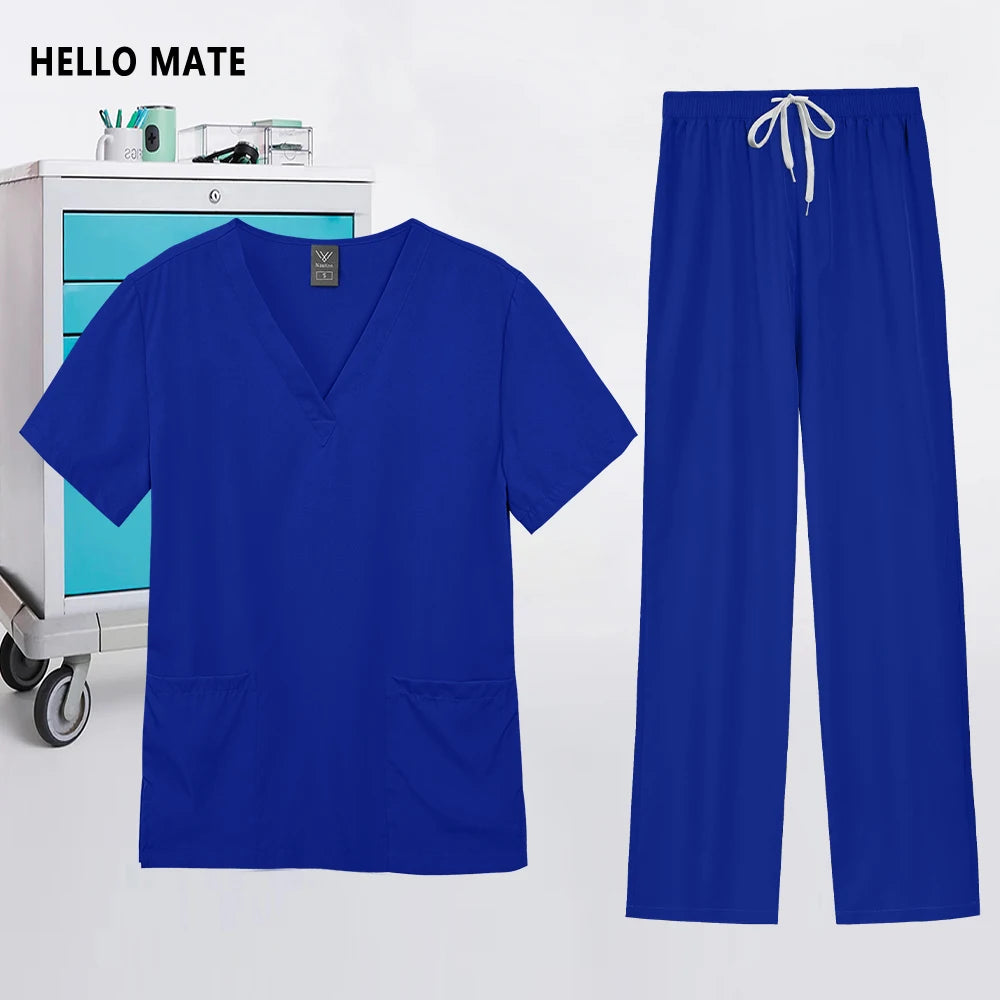Scrubs Uniforms Men Women Beauty Straight Pants Set Wholesale Medical Surgical Clothes Nurse Accessories Dental Clinic Workwear