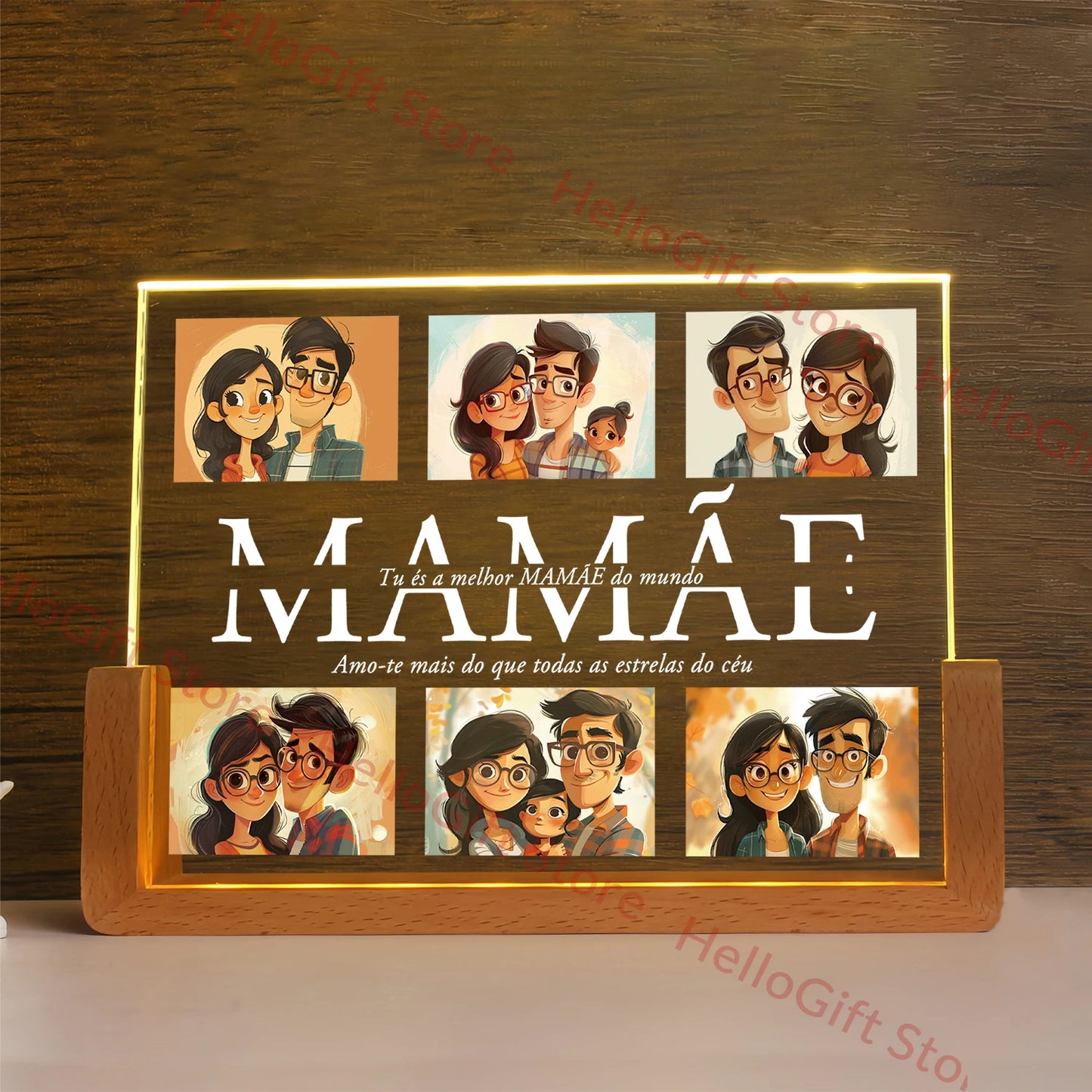 Personalized Custom Photo Text 3D Acrylic Lamp Customized NightLight for MOM DAD LOVE Family Friend Birthday Festival Day Gift