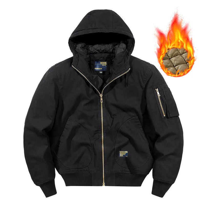 Winter Bomber Jacket 100% Cotton Hooded Warm Thick Overcoat Quilted Cotton Padded Tactical New Parkas Thermal Parkas Coats