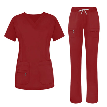 Surgical Uniforms Woman Medical Blouse Strechy Scrubs Top+pant Sets Medico Clothes for Doctors Nurses Clinical Medical Uniform