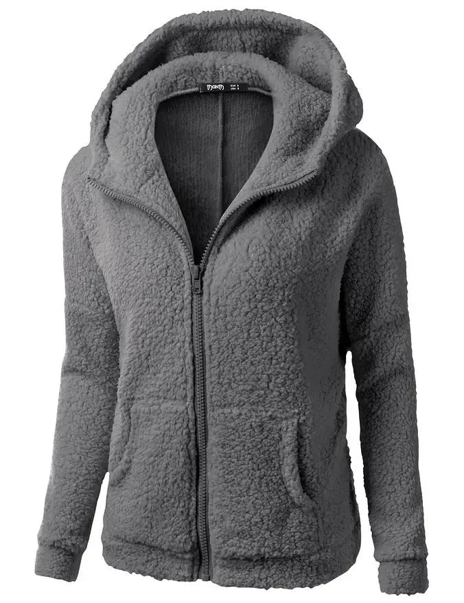 Autumn Winter Warm Jacket Women Hoodie Hooded Casual Female Hoodies Sweatershirt Zipper Coat Solid Soft Fleece Women Coat