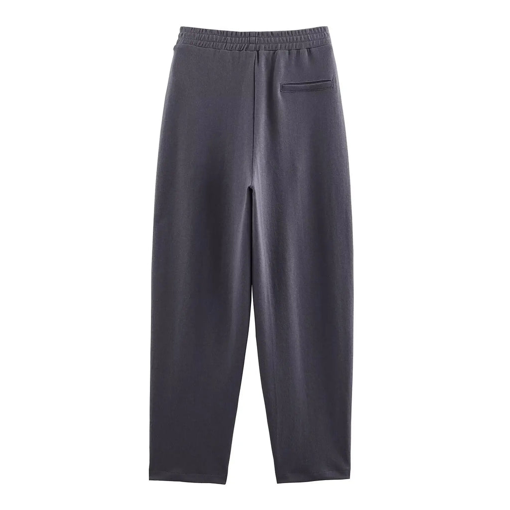 2025 New Women's Clothing European and American Style Fashion Washed Double-Sided Fabric Casual Pleated Pants
