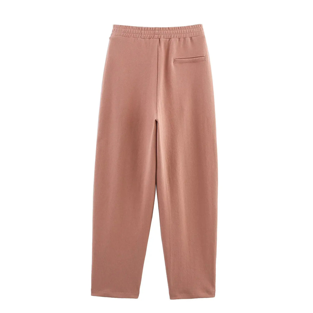 2025 New Women's Clothing European and American Style Fashion Washed Double-Sided Fabric Casual Pleated Pants