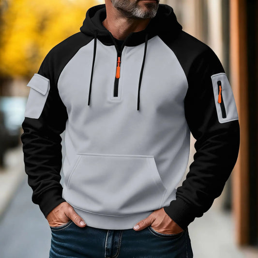 Winter Men's Hooded Sweater - Stylish and Fashionable Casual Long-Sleeved Loose-Fitting Multi-Colored with Zipper
