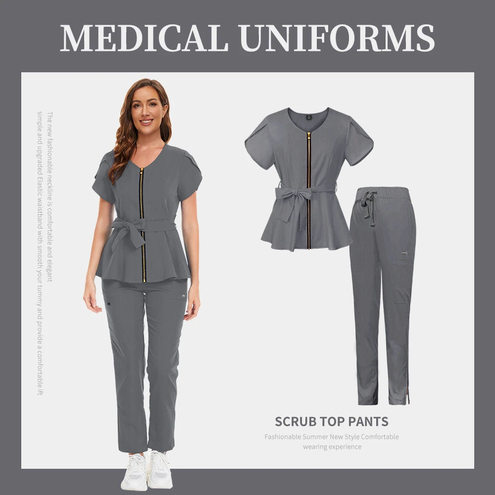 Medical Scrub Set Hospital Staff Uniform Doctor Nurse Surgical Uniforms Woman Pet Grooming Healthcare Nursing Scrub Articles Set