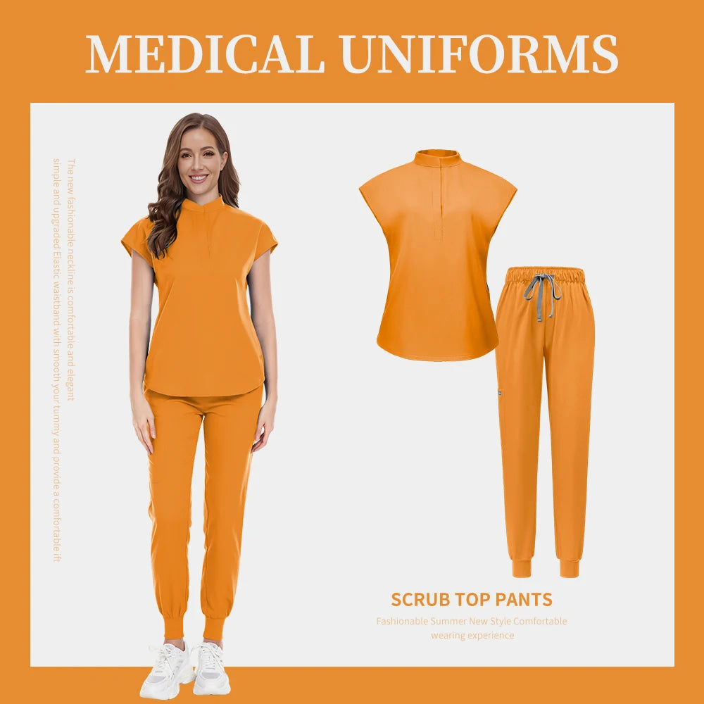 Fashion Scrub Uniforms Sets Beauty Salon Uniform Pet Dental Clinic Doctor Nurse Suits Nursing Scrubs Top Hospital Uniforms Women