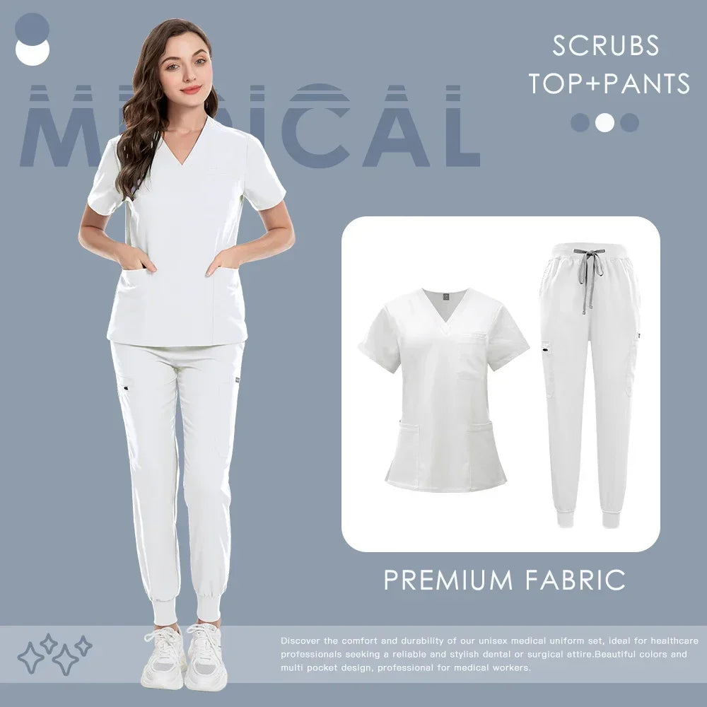 Nursing Clinical Scrubs Set Sanitary Uniform Medical Clothing Veterinary Surgical Top Pants Men Women Work Wear Dentist Overalls